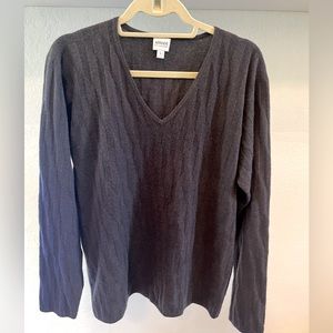ARMANI COLLEZIONI Cashmere Sweater Gray Ribbed V Neck